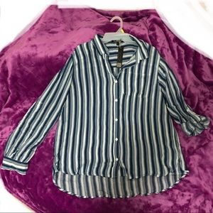Brand New Navy-White Women’s button down shirt